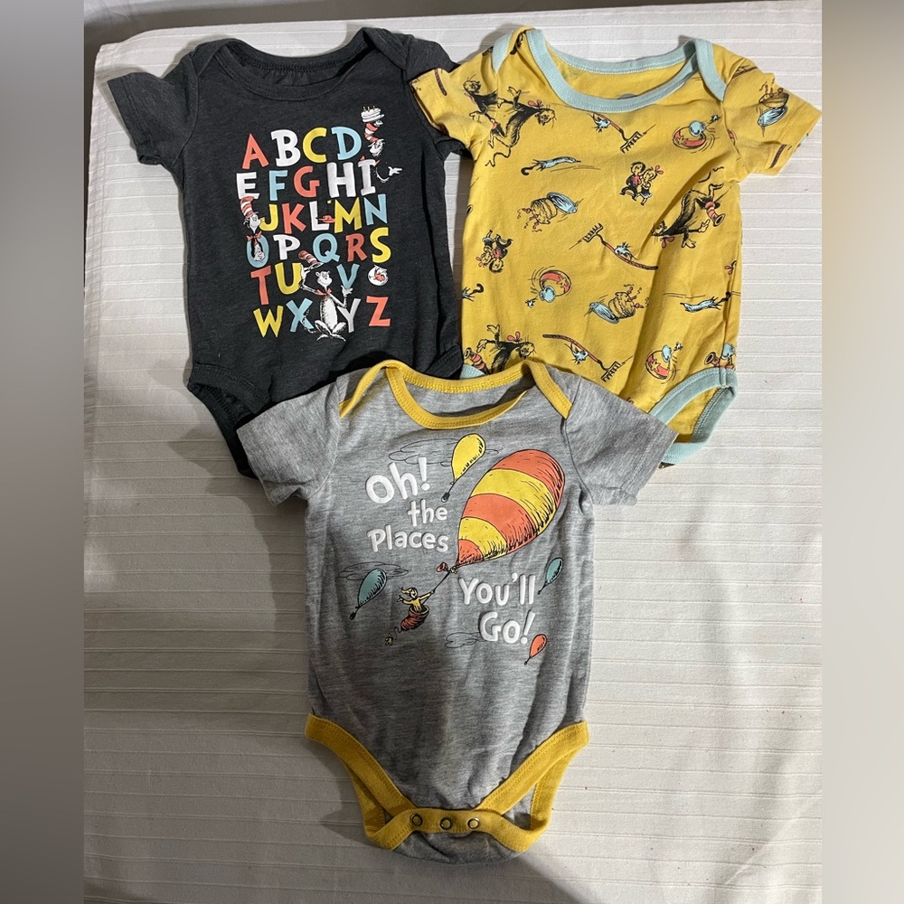 Dr. Seuss Themed Kids One Piece Set - Gray, Black, Yellow